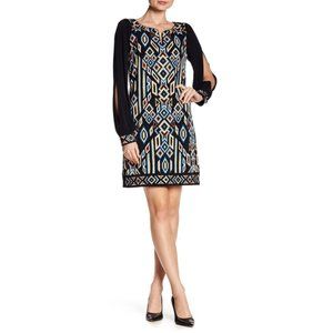 Laundry by Shelli Segal Multicolored Split Sleeve Cocktail Mosaic Dress size 8